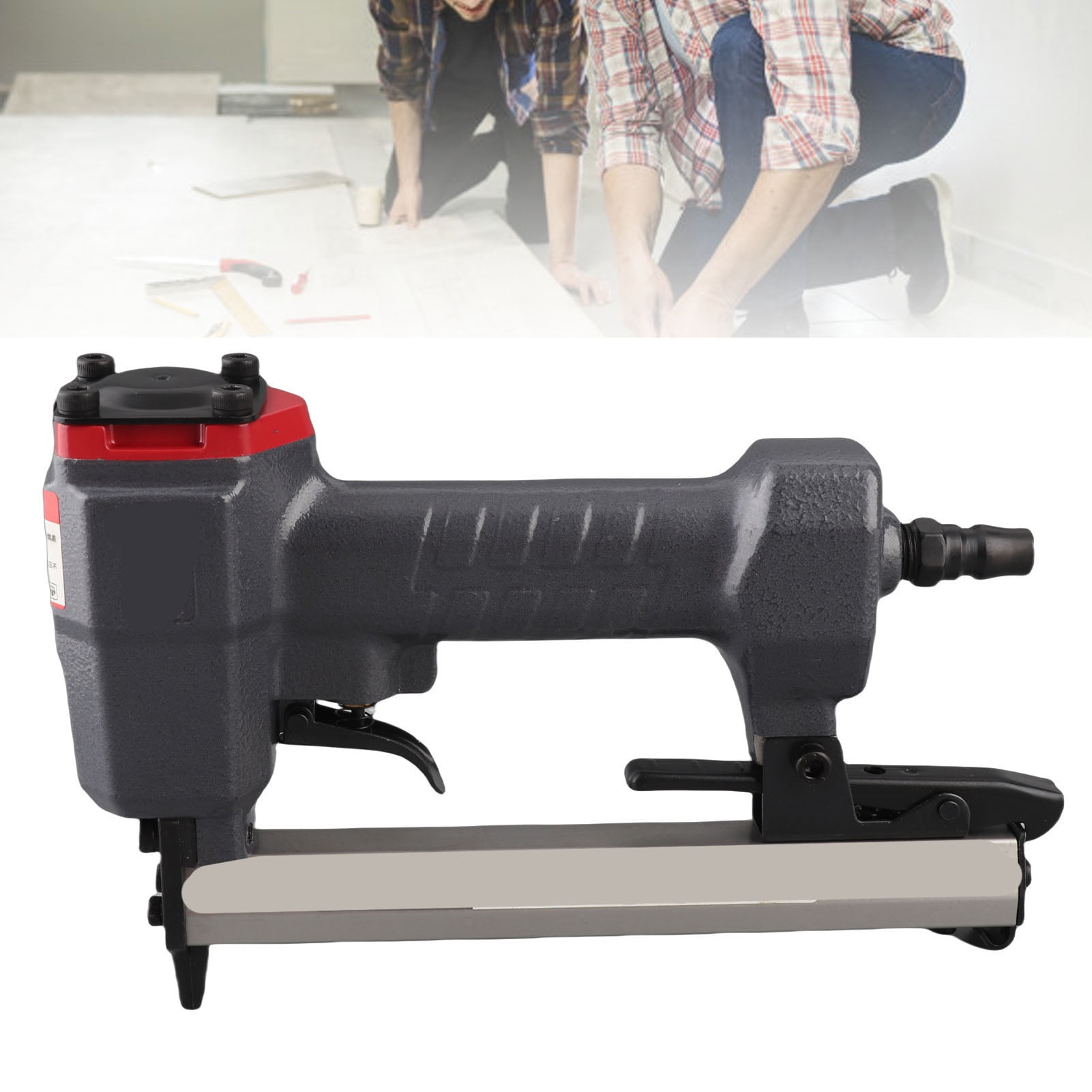 Rupoun Pneumatic Nailer U-Shape Air Nail Gun for Woodworking Flooring Roofing 100-Nail Capacity (0.24-0.51 inches / 6-13 mm)