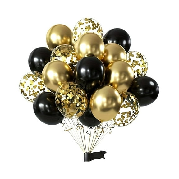 Mae Black and gold glitter balloons decoration balloon set suitable for party, birthday, wedding decoration