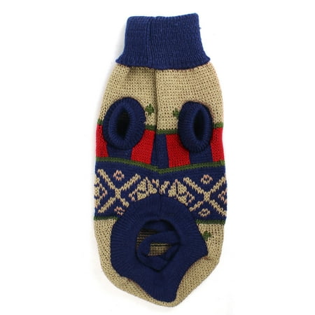 Unique Bargains Winter Wear Jacquard Print Hand Knit Pet Dog Cat Costume Sweater Multicolor Size XS