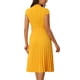 thumbnail image 3 of Vestido plisado de mujer Inspire Chic con cuello simulado, mangas cortas, ceñido a la cintura, estilo A, talla XL, color amarillo, 3 of 6