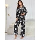 thumbnail image 4 of Pijamas para Dama Blanco y Negro Flores Pijama Larga Camisera y Pantalon, S-XL, 4 of 7