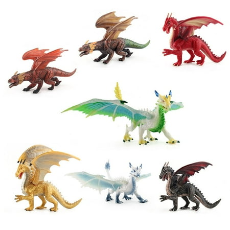 Large Fiery Dragons Figure Toy Set Educational Simulated Dinosaur Model ...