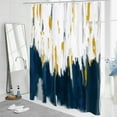 thumbnail image 2 of Extra Long Shower Curtain 72 x 84, Navy Blue 84 inch Brush Strokes Oil Painting Shower Curtain, XL Graffiti Ombre Fabric Shower Curtains for Modern Bathroom Decor, 2 of 6