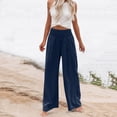thumbnail image 5 of Women's High Waisted Pants, Wide Leg Pants with Pockets, Stretchy Work Trousers for Women, Flare Dress Pants for Office, Yoga, Casual Wear and Daily Outfits-Dark Blue, 5 of 8
