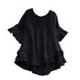 thumbnail image 2 of Valcatch Womens Summer Casual Ruffle Button Tops Crewneck Short Sleeve T Shirt Blouse, 2 of 3