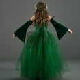 thumbnail image 5 of Girls Halloween Forest Elf Fairy Costume Green Sleeveless Tulle Tutu Dress+ Arm Sleeves+ Elf Ears+ Garland, 5 of 6