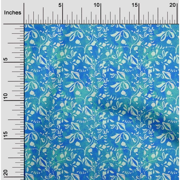 oneOone Rayon Turquoise Blue Fabric Batik Sewing Material Print Fabric By The Yard 56 Inch Wide
