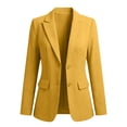 thumbnail image 4 of SETOOFF Women Solid Blazer Jacket, Notched Lapel Two Button Long Sleeve Flap Pockets Open Front Regular Fit Work Suit Coat Business Office Casual Layering Outerwear, 4 of 8