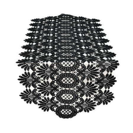 

Doily Boutique Table Runner Dresser Scarf Place Mat or Doily in Victorian All Lace Fabric in Dark Dark Gray Almost Black
