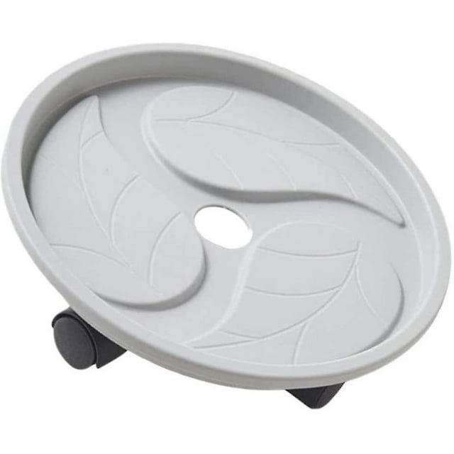 Round Movable Plant Caddy Planter, With Movable Casters, Movable Trolley Tray, Indoor Outdoor Flower Pot Stand, Grey,27cm