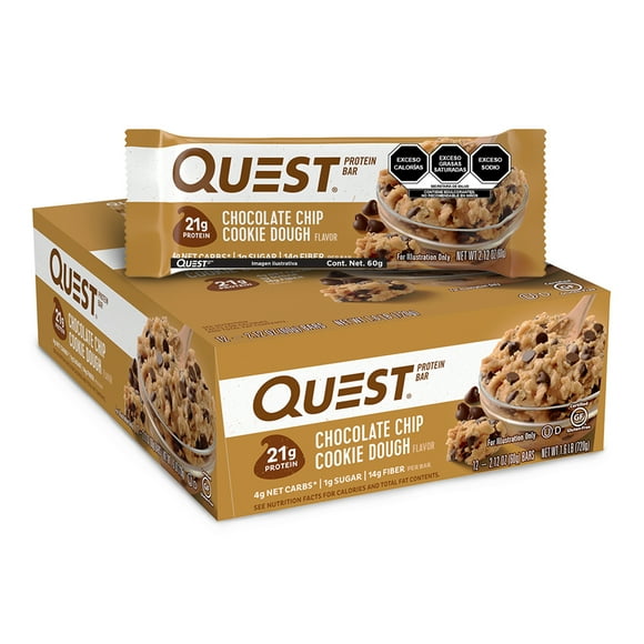 Barra DE Proteína Quest Nutrition sabor a Galletas con Chispas DE Chocolate Caja con 12