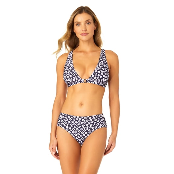 Women's Shibori Geo Ring Plunge Triangle Bikini Swim Top