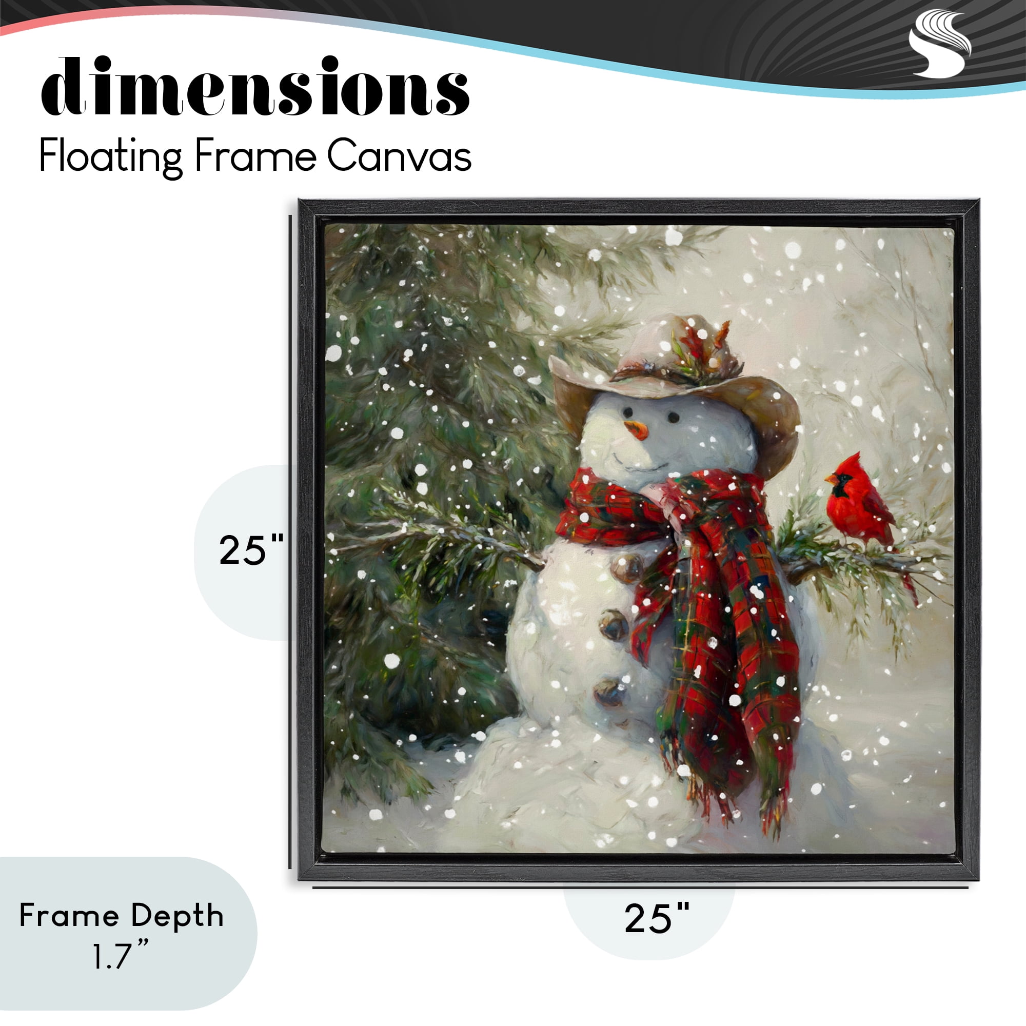 Stupell Industries Cowboy Snowman & Cardinal Black Framed Floater Canvas Wall Art, design by Tina LeCour
