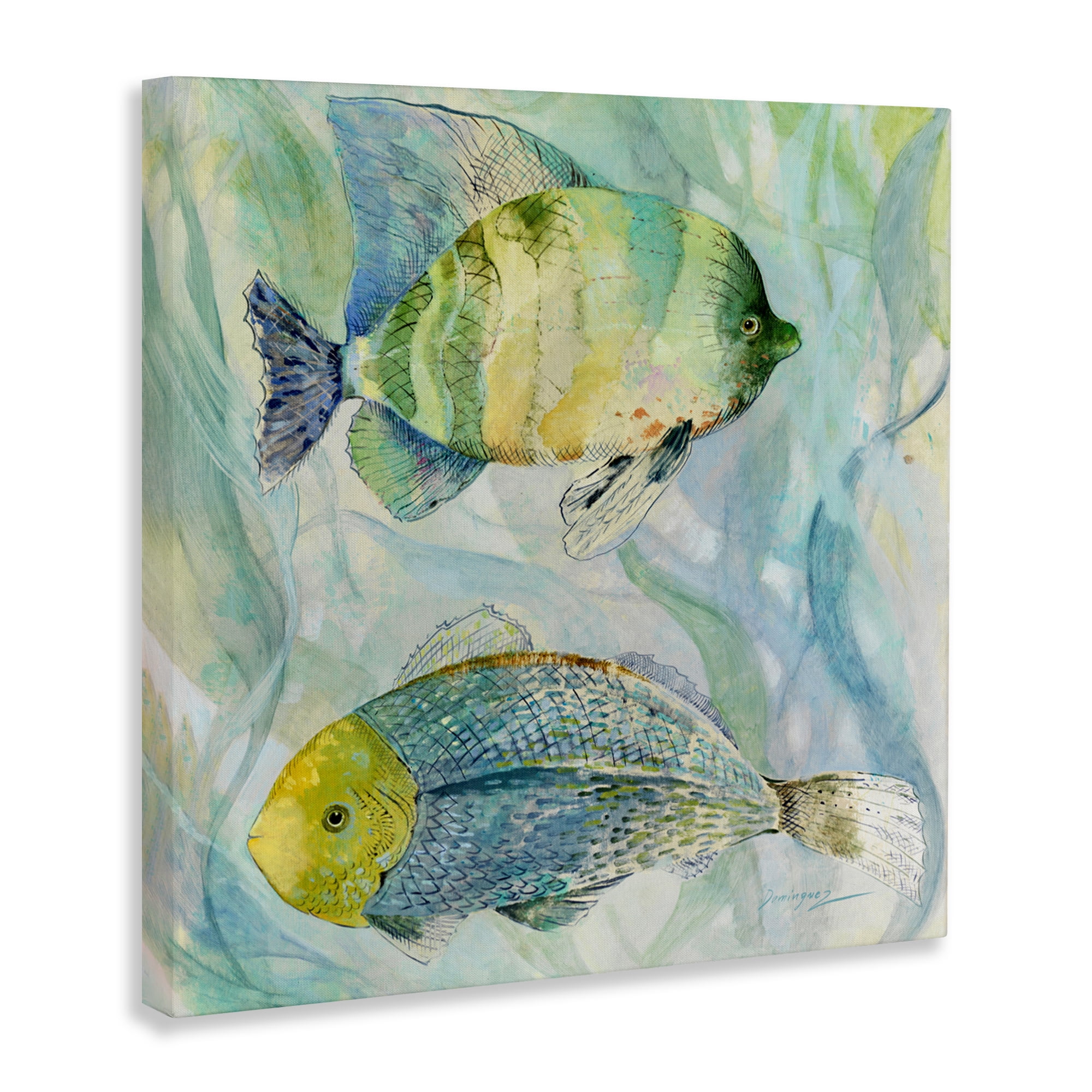Stupell Industries Sweet Fish Duo Blue Green Canvas Wall Art, design by Lorenzo Collective