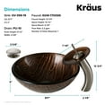 thumbnail image 5 of KRAUS Nature Series Brown Glass Bathroom Vessel Sink and Waterfall Faucet Combo Set with Matching Disk and Pop-Up Drain, Satin Nickel Finish, 5 of 7