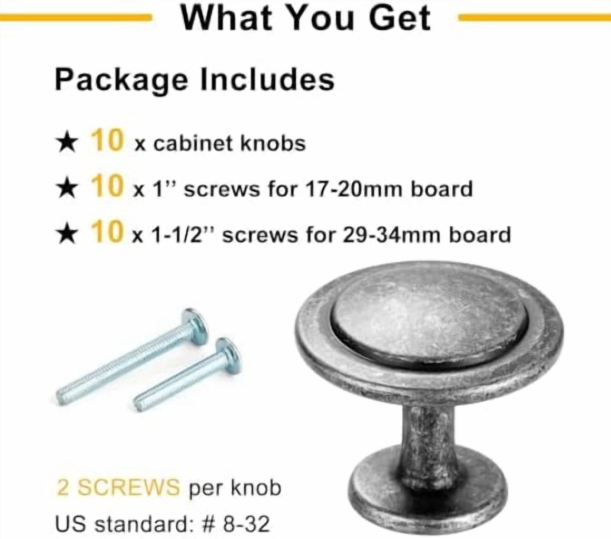 Antique Iron Cabinet Knobs Vintage Iron Drawer Knobs, 10 Pack 1-1/4 Inch, 8222 Round Single Hole Cabinet Pulls for Kitchen Cabinets Drawers Bedroom Dresser Cupboard Bathroom Vanity