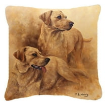 Carolines Treasures Yellow Labs by Michael Herring Canvas Decorative Pillow - Yellow - 14 x 14 in.