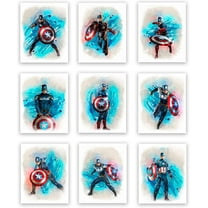 QTH Canvas Poster Captain America Superhero Watercolor Art Prints (Unframed) | Great Gift Set of 9 (8x10) | Perfect for Boys Room Decor
