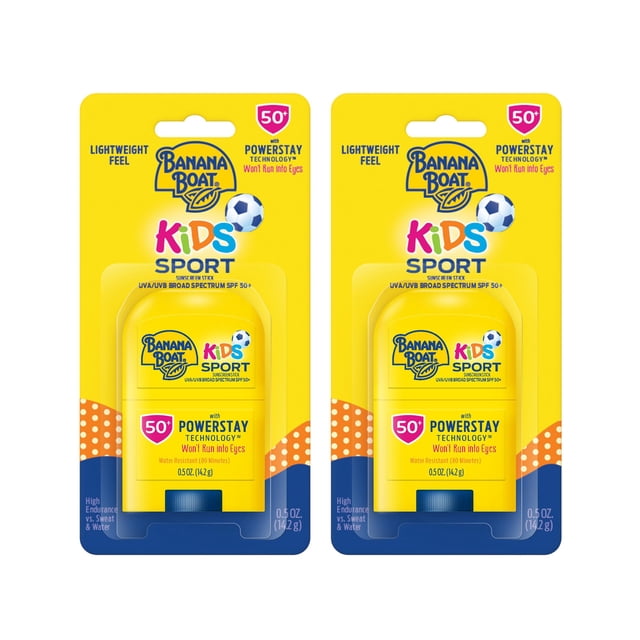 Protector solar en barra Banana Boat Kids Sport SPF 50, 15 mL, paquete doble