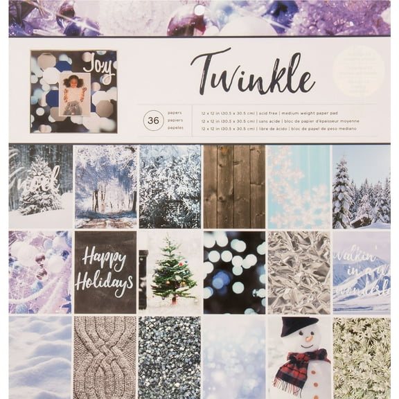 American Crafts Single-Sided Paper Pad 12"X12" 36/Pkg-Photo Real Twinkle Holiday