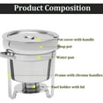 thumbnail image 5 of 11L/9.9Qt Soup Warmer Soup Chafer Station with Water Pan, 201 Stainless Steel Food Warmer Catering Supplies, Includes Fuel Holder, 5 of 7