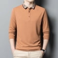 thumbnail image 5 of Men's Classic Solid Color Simple Versatile Polo Long Sleeve T-shirt, 5 of 6