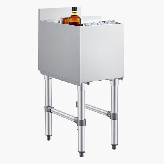 VEVOR Commercial Ice Bin, 29.6 Qt Max Capacity, 12 x 19 x 33 Inch Stainless Steel Ice Chest with Sliding Lid and Bottle Holders, Cooler Cart Cocktail Unit for Bar Restaurant Pub, NSF Certified