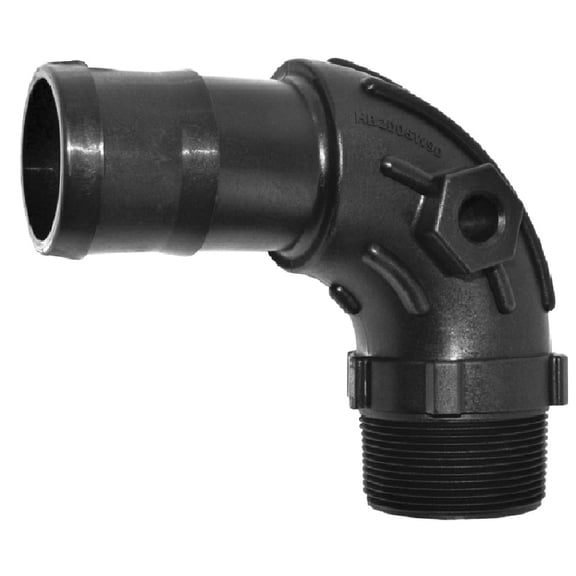 Green Leaf 2 in. Male X 2 in. D Barb Polypropylene 90 Degree Hose Elbow 1 pk