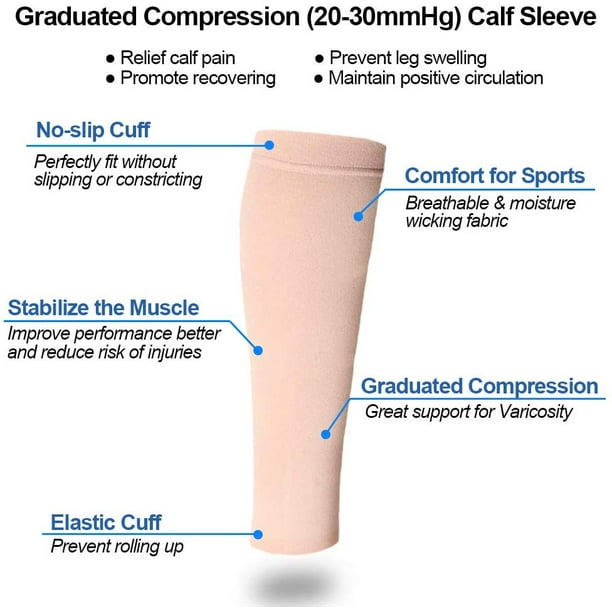 Women & Men 20-40 mmHg Graduated Compre ion Calf Sleeve , Firm Support  Footle for Varico e Vein , Shin Splint , Edema, Recovery, Maternity,  Cycling, Running, Travel 