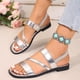 thumbnail image 4 of Sandalias Planas de las Mujeres de Moda Casual Primavera Y Verano Playa Toe Abierto Romano con Correa Slingback Y Correas Frontales Crisscross, 4 of 9