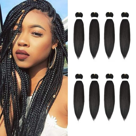 8 Pack Pre Stretched Braiding Hair - 16" 55G/Pack Premium Kanekalon Braiding Hair Pre Stretched Extensions, Professional Itch Free Hot Water Setting Perm Yaki Texture Prestretched Braiding Hair (#1B)