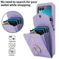 thumbnail image 6 of Crossbody Wallet Case Compatible for Motorola Razr 2024, RFID Blocking Card Slots, Metal Finger Ring, Premium PU Leather Lanyard Shoulder Strap Back Purse Cover Shockproof Case, Purple, 6 of 9