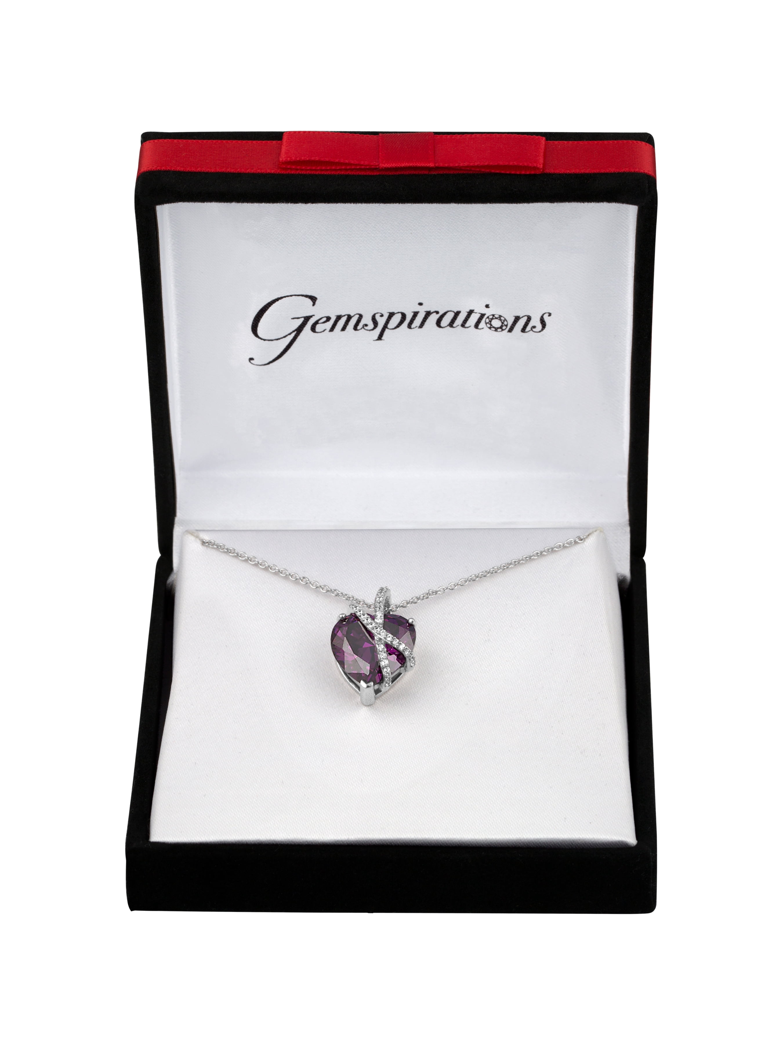 Believe by Brilliance Sterling Silver Plated Simulated Amethyst & CZ Heart Pendant