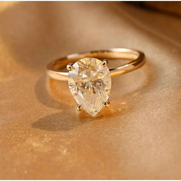 Jewelerix Moissanite Diamond Engagement Ring 1 CT Pear Cut Ring 10K Plated Rose Gold Ring Proposal Luxurious Wedding Ring