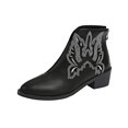 thumbnail image 2 of EKVAHL Orthopedic Western Ankle Booties for Women, Faux Leather Butterfly Embroidery Arch Support Pull On Cowgirl Boots, Country Outdoor Daily Walking Boots Black, 2 of 5