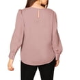 thumbnail image 2 of Elegant Solid Round Neck Top Long Sleeve Dusty Pink Plus Size Blouses (Women's), 2 of 4