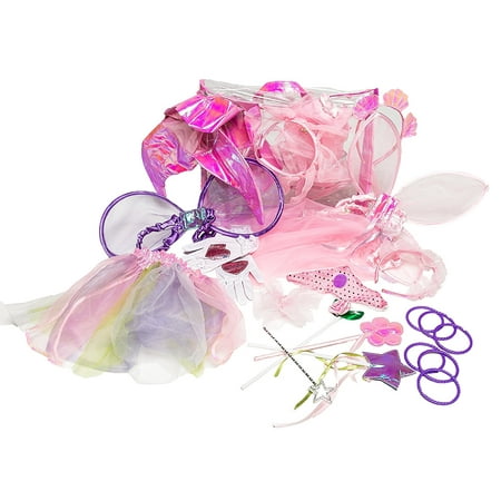 Petal Fairy Dress - Girls Dress up trunk: 2 Fairy, mermaid, princess costume set with carry and storage bag