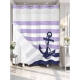 thumbnail image 4 of Anchor Purple No Hook Shower Curtain Waterproof,Bathroom Curtains with Snap in Liners and See Through Top Window,Modern Navy Blue White Striped Nautical Hotel Style Bathtub Curtains Shower 72"Wx78"L, 4 of 8