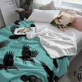 thumbnail image 3 of Halloween Crows Throw Flannel Blanket 40x60In Retro Classic Watercolor Art Teal Texture Super Soft Cozy Bed Blanket, Lightweight Plush Fuzzy Bed Throw for Bedroom Sofa Couch Living Room, 3 of 4