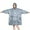 Blue Ethnic Geometric, variant on Wearable Oversized Blanket,Blue Ethnic Bird Pattern Wearable Blanket Hoodie for Adults,Cozy Hooded Blankets with Super Pockets,Super Warm Fuzzy Pullover for Women & Men