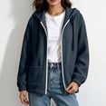 thumbnail image 5 of WIZUTIZ Women's Solid Color Zip Up Hoodie Drawstring Hood Pockets Long Sleeve Casual Jacket Lightweight Fall Spring Outerwear, 5 of 7
