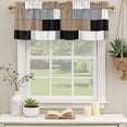 thumbnail image 3 of 2 Panels Brown Grey Geometric Valance for Windows, Modern Black White Abstract Art Light Filtering Kitchen Curtains, Rod Pocket Window Treatment Curtain Valances for Living Room Bedroom, 42"x12", 3 of 9