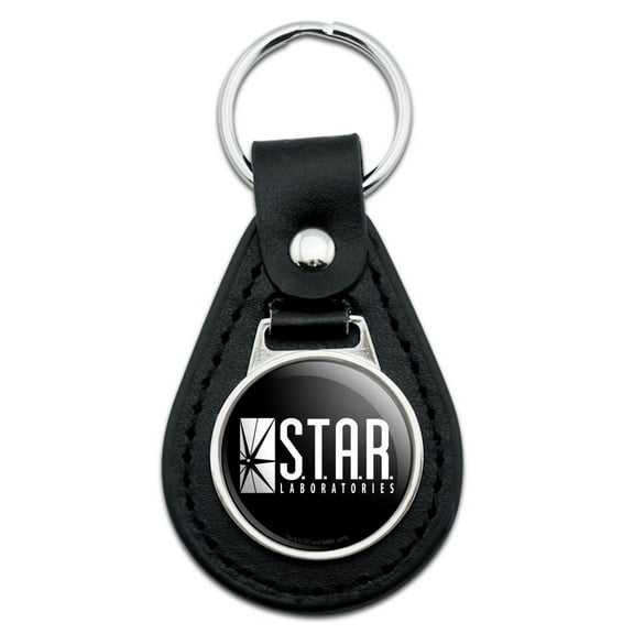 Black Leather  The Flash TV Series STAR Labs Logo Keychain