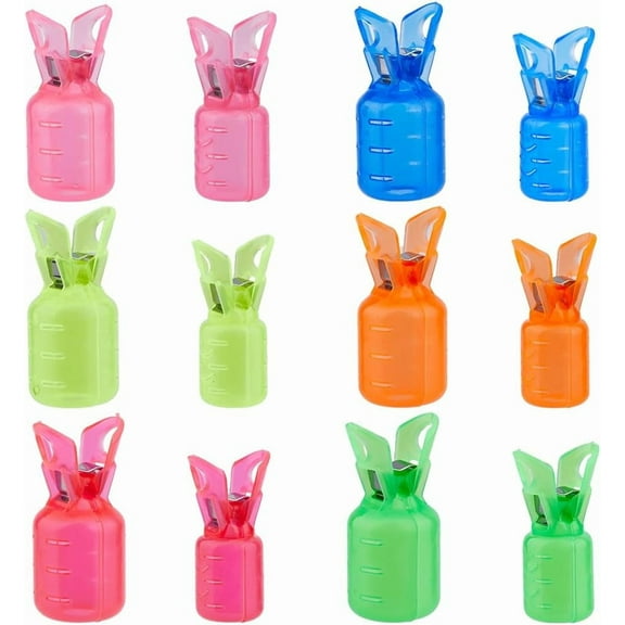 1Bag 24Pcs 12 Style Plastic Fishing Hook Cover Fishing Hook Bonnets Squid Jig Hook Protector Case Snap Cover Column Mixed Color 49x20.2mm & 53x24.7mm 2pcs/style