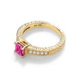 thumbnail image 3 of Gem Stone King 0.95 Ct Princess Cut Pink Mystic Topaz White Created Sapphire 18K Yellow Gold Plated Silver Ring (Size 8), 3 of 5