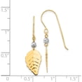 thumbnail image 4 of 14K Two-Tone Two Tone Stamped Leaf Shepherd Hook Earrings (35 X 10) Made In Indonesia h1111, 4 of 5