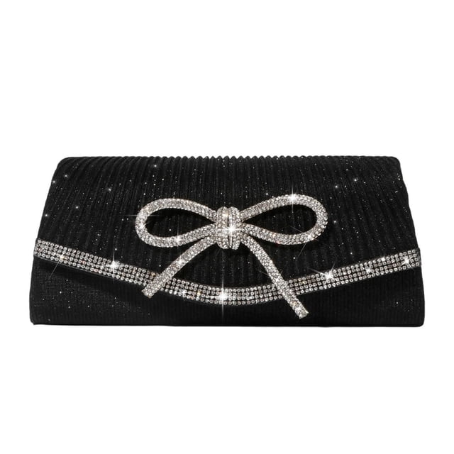 Bolso de noche con lazo Trisapu, brillante, diamantes de imitación, color negro