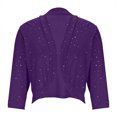 thumbnail image 6 of UDAUDU Women's Sheer Mesh Crop Tops Shrug 3/4 Sleeve Going Out Lightweight 2026 Spring Summer Cardigan Jacket Purple XL, 6 of 6