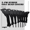 thumbnail image 2 of Majek All Hybrid Golf Club Black Headcover Set 3-PW. Neoprene Acrylic Head Covers 3 4 5 6 7 8 9 PW, 2 of 7
