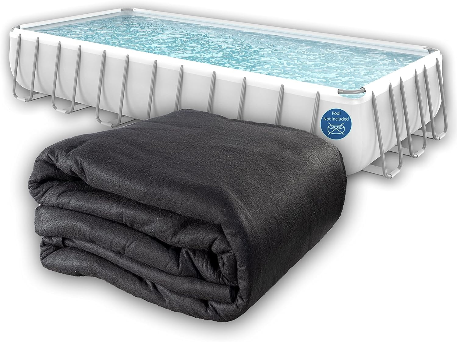 Liner Life Pool Liner Pad for 12' x 24' Rectangle Aboveground Pool, Solid, Geotextile, Black